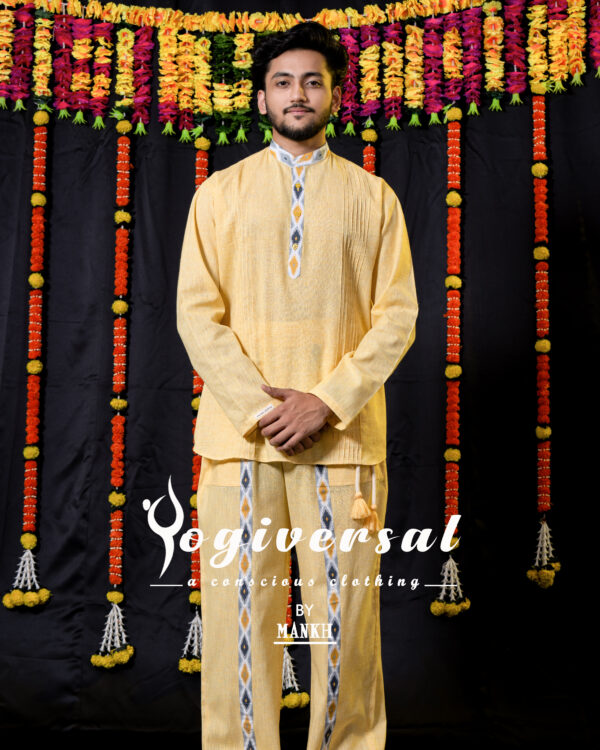 KHADI – DHARA VASTRAM - Yellow - Image 4
